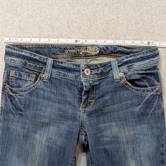 American Eagle Jeans Women’s 10 Regular Low Rise Bootcut Blue Denim Y2K 2000s - Picture 7 of 12